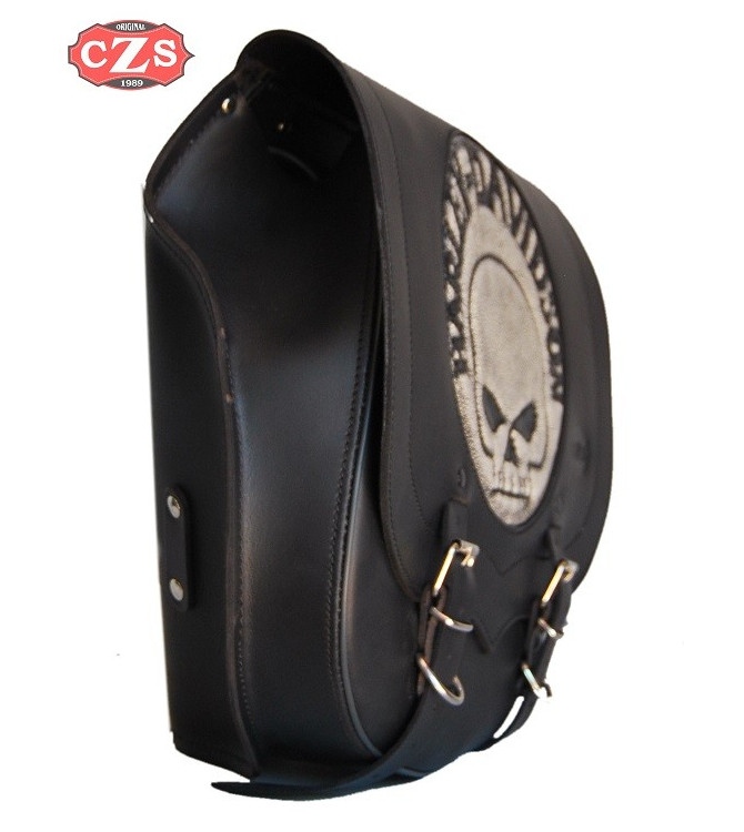 Saddlebag for Dyna Fat-Bob Harley Davidson mod, SPARTA - Willie Skull - LEFT - Specific