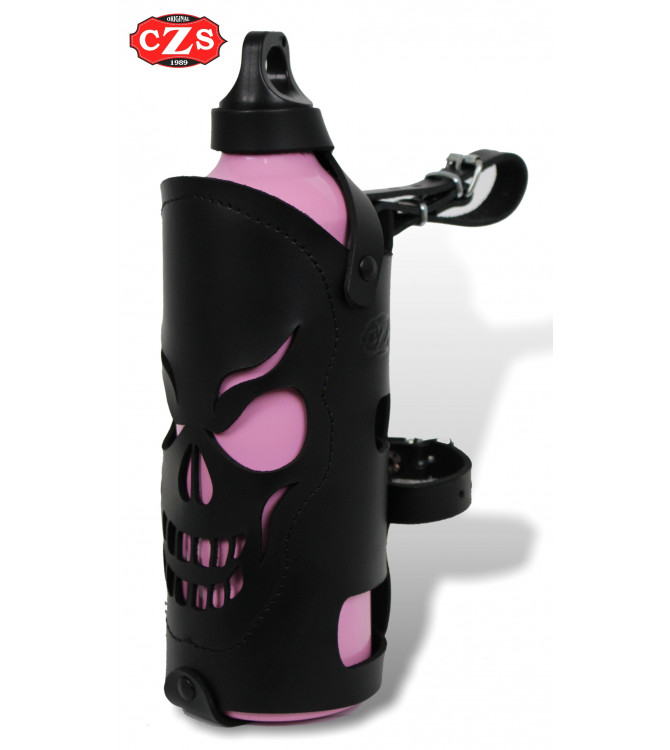 Porta-botellas Calavera - Skull CZS para motos Custom y Clásicas - Negro