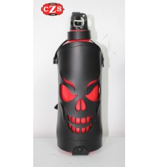 Skull CZS Bottle Holder for Custom and Classic Motorcycles - Black