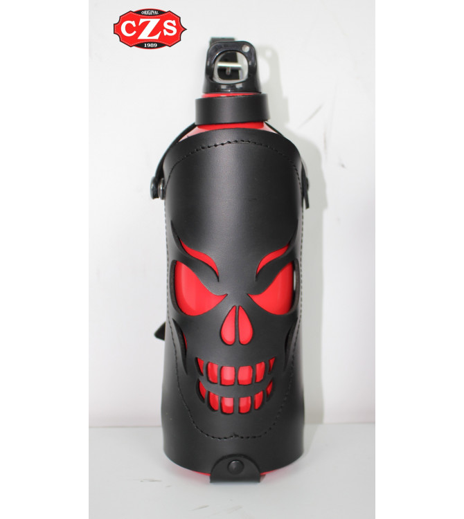 Skull CZS Bottle Holder for Custom and Classic Motorcycles - Black