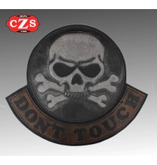 Personalised Vintage Patch - DON'T TOUCH - Skull - Brown/Ivory - 