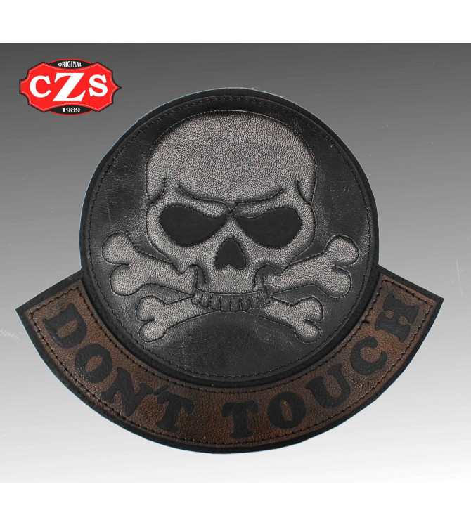 Personalised Vintage Patch - DON'T TOUCH - Skull - Brown/Ivory - 