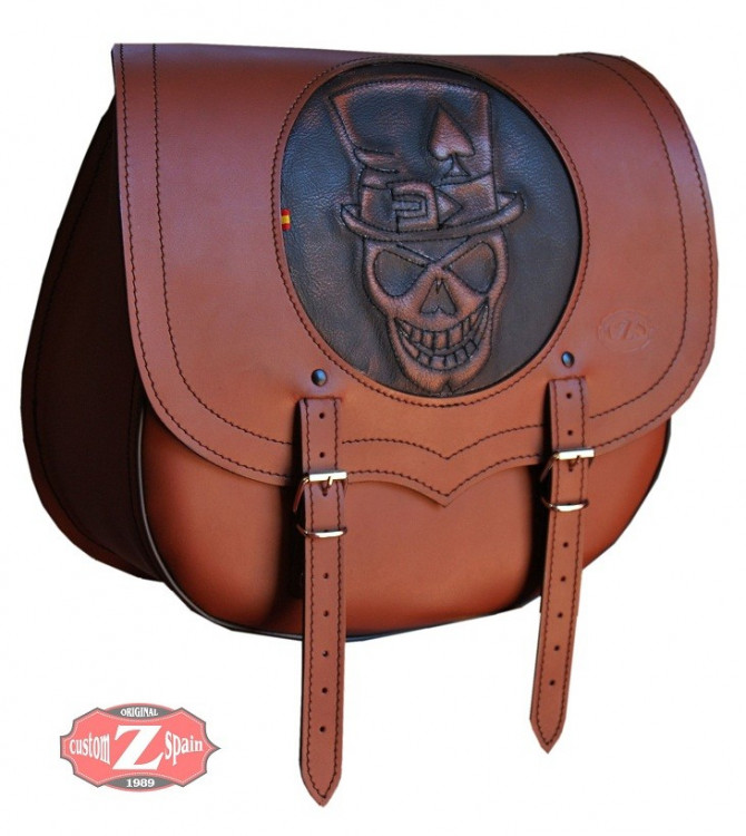 Alforja Lateral mod, SPARTA Hat-Skull Marron cuero