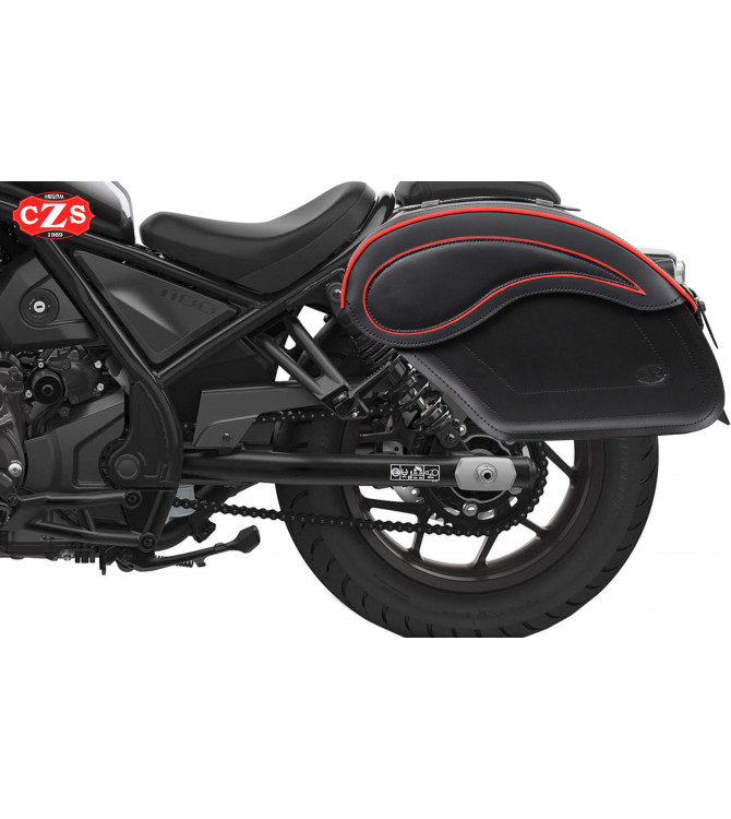 Rigid Saddlebags for Rebel 500 and Rebel 300 - ECLIPSE Red Profile