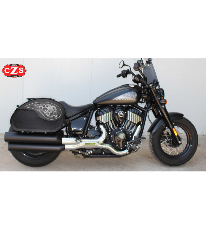 Satteltaschen für Indian Chief, Chief Bobber und Chief Dark Horse® ab 2020 - NAPOLEON Skull Flames.