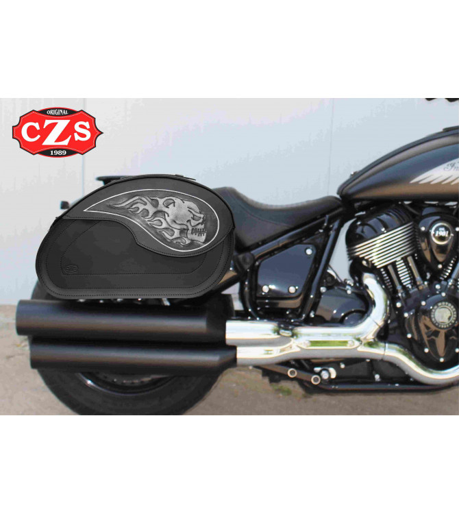 Saddlebags for Indian Chief, Chief Bobber and Chief Dark Horse® from 2020 - NAPOLEON Skull Flames.