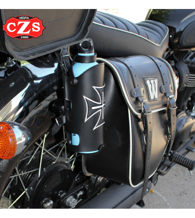 Porte-bidon pour Custom, Classic, Cafe Racer, Bobbers, etc... Platon Cruz de Malta - Noir