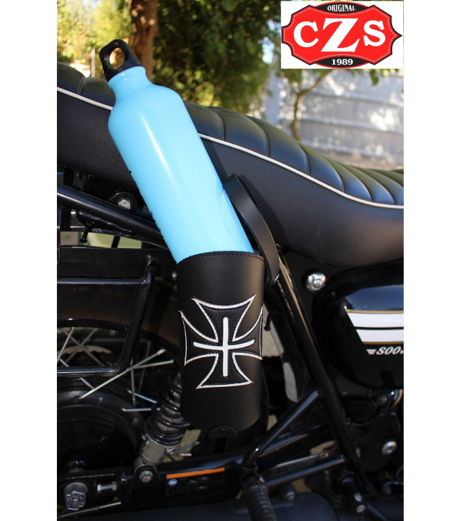 Bottle holder for Custom, Classic, Cafe Racer, Bobbers, etc... Platon Cruz de Malta - Black