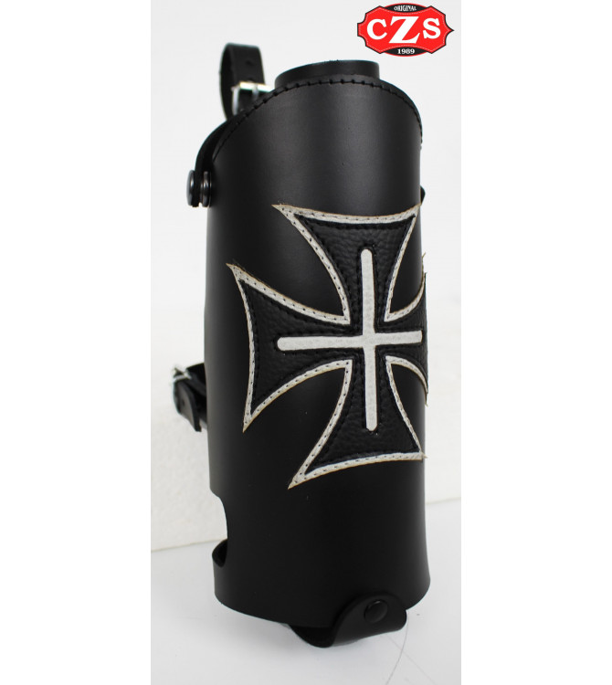 Bottle holder for Custom, Classic, Cafe Racer, Bobbers, etc... Platon Cruz de Malta - Black