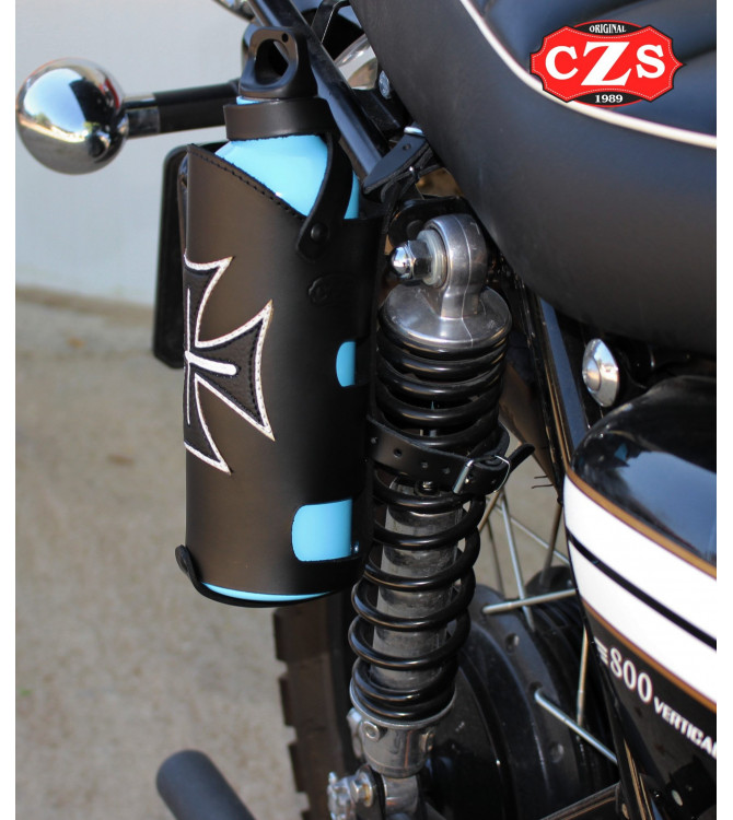 Bottle holder for Custom, Classic, Cafe Racer, Bobbers, etc... Platon Cruz de Malta - Black