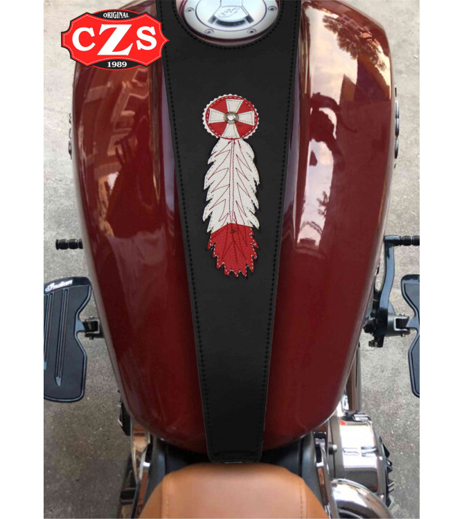 Bib Tank - Corbata ORION Pluma India rojo/blanco para Indian® Scout Sixty-Bobber-Rogue - Negro 