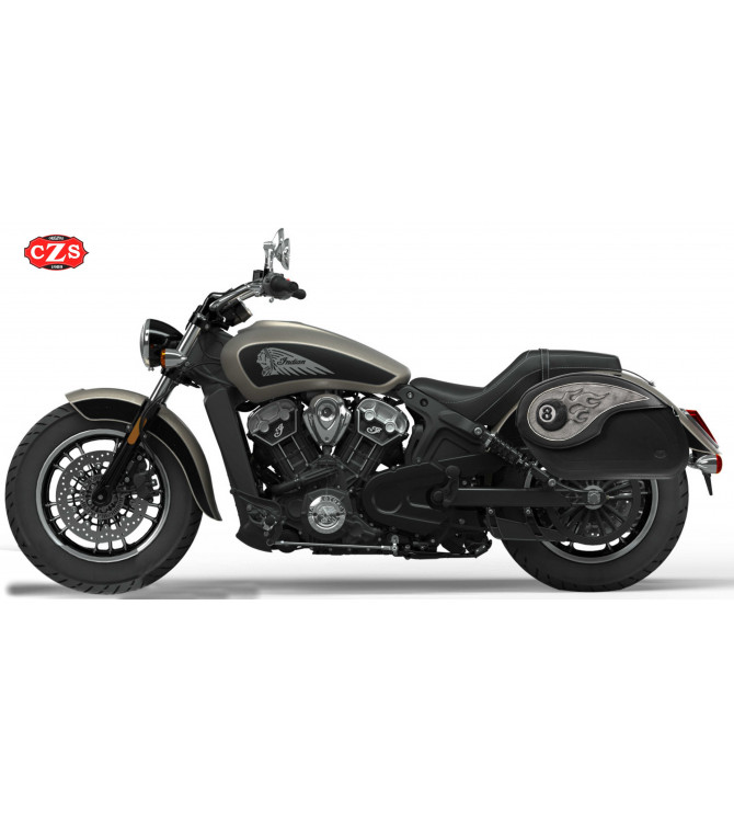 Rigid Saddlebags VENDETTA - Ball 8 Flames - UNIVERSAL