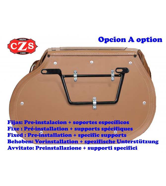 Starre Satteltaschen CAMPEADOR mit Fransen - Universal - Camel