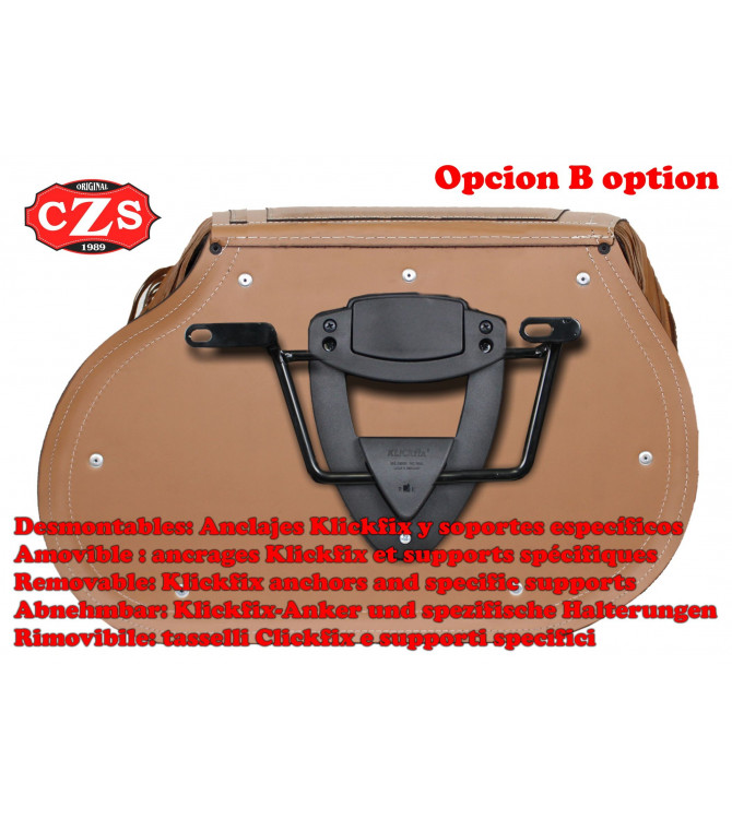 Rigid saddlebags CAMPEADOR with fringes - Universal - Camel