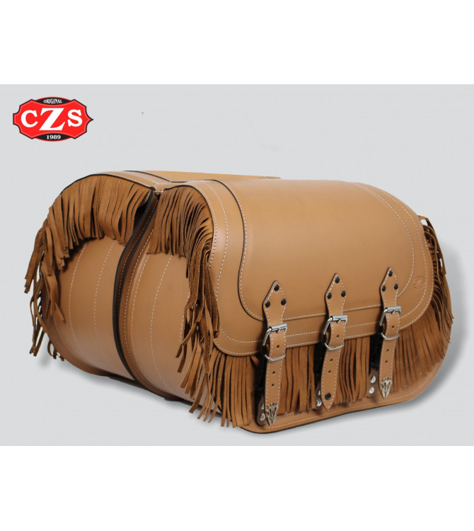 Starre Satteltaschen CAMPEADOR mit Fransen - Universal - Camel