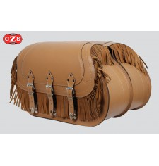 Rigid saddlebags CAMPEADOR with fringes - Universal - Camel