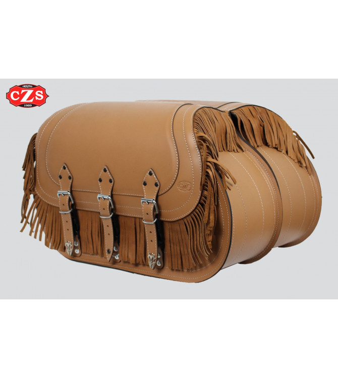 Starre Satteltaschen CAMPEADOR mit Fransen - Universal - Camel