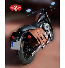 Set de Sacoches pour Sportster Harley Davidson mod, TRAJANO Basique - Brun Clair - Creux pour amortisseur -