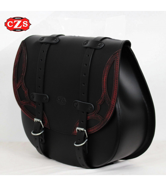 Sacoche BANDO TEX pour Softail Fat Bob 2018 Harley Davidson - Adaptable - Basique - Noir/Bourgogne