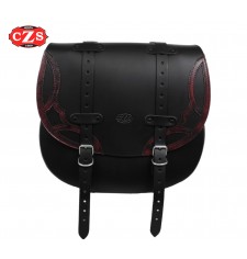 BANDO TEX Saddlebag for Softail Fat Bob 2018 Harley Davidson - Adaptable - Basic - Black/Burgundy