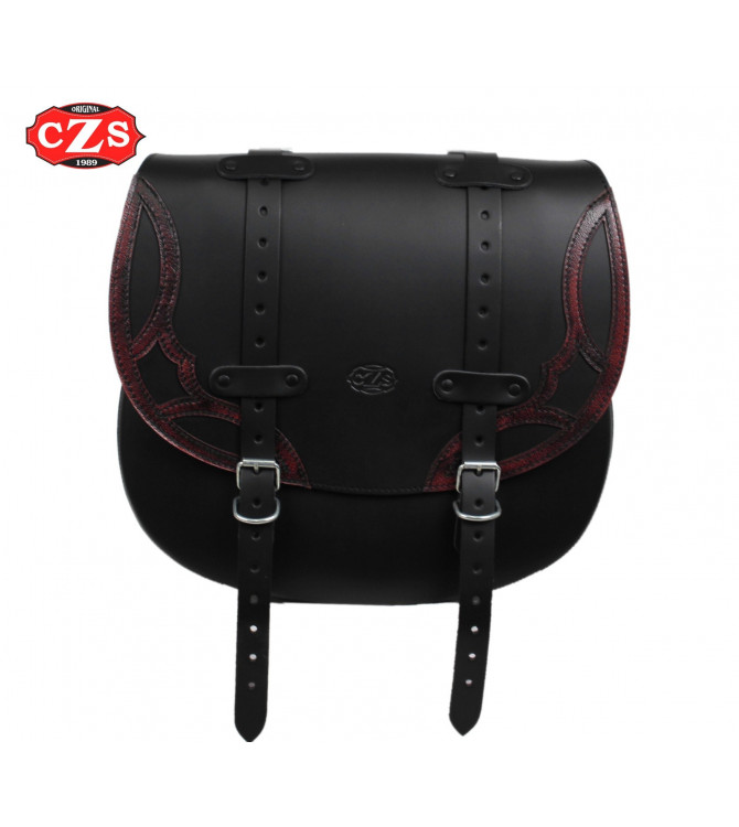 Sacoche BANDO TEX pour Softail Fat Bob 2018 Harley Davidson - Adaptable - Basique - Noir/Bourgogne