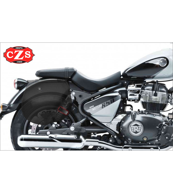 Juego de alforjas BANDO para Super meteor 650 Royal Enfield -  Adaptadas para alojar los amortiguadores - Basicas - Negro