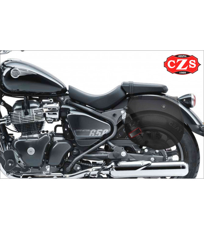 Satz BANDO-Satteltaschen für Super Meteor 650 Royal Enfield – Zur Aufnahme der Stoßdämpfer geeignet – Basic – Schwarz