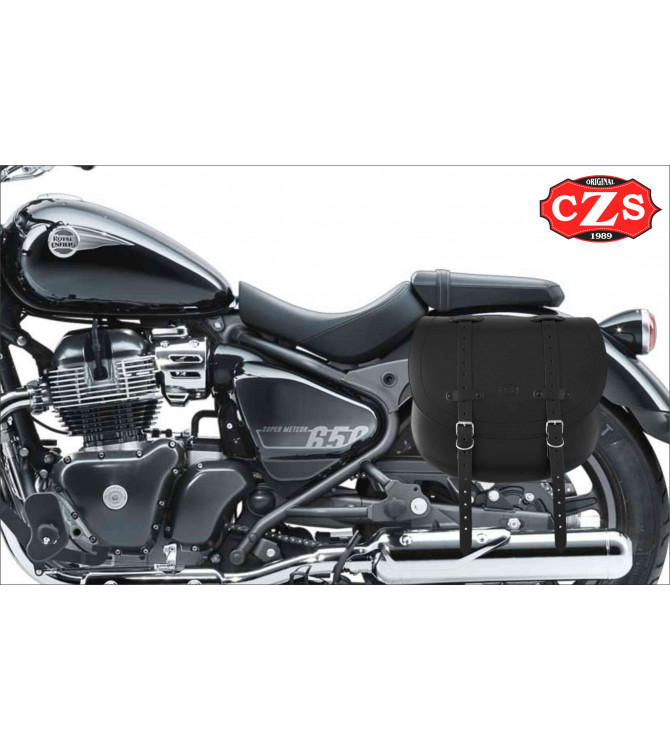 Set of BANDO saddlebags for Super meteor 650 Royal Enfield - Adapted to house the shock absorbers - Basic - Black