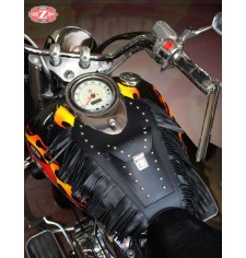 Panneau moto en cuir pour Yamaha Drag Star mod, ITALICO Classic avec franges