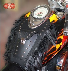 Panneau moto en cuir pour Yamaha Drag Star mod, ITALICO Classic avec franges