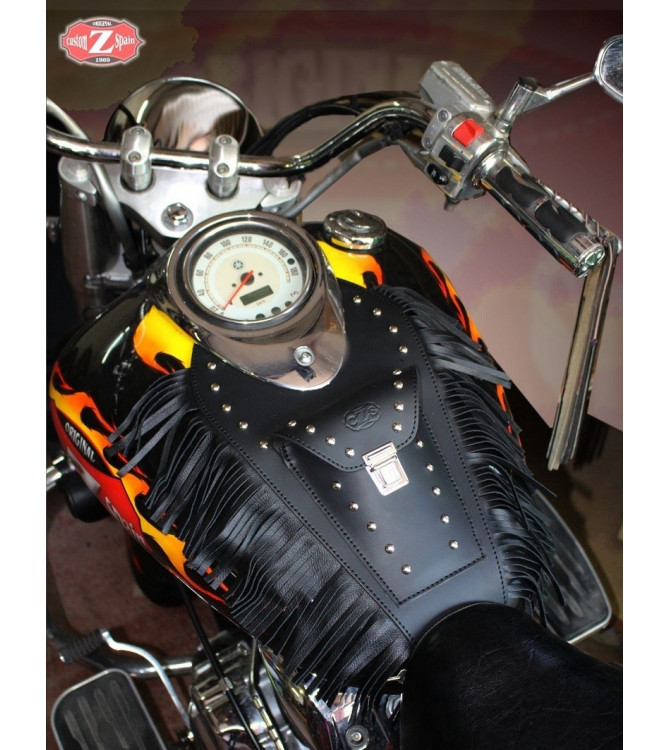 Panneau moto en cuir mod, ITALICO Classique avec franges