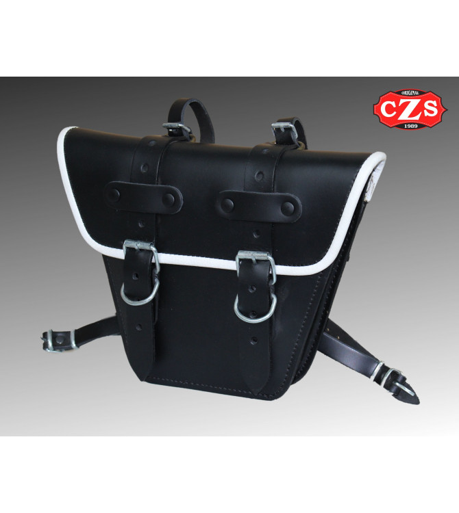 Saddlebag for Triumph Bonneville T120/T100 mod, MARBELLA Cafe Racer style - Black/White