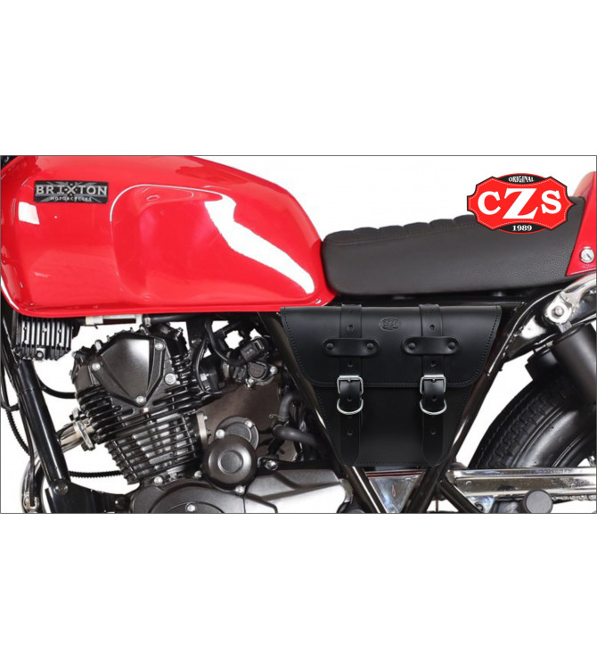 Saddlebag for Classic motorcycles mod, MARBELLA Cafe Racer style - UNIVERSAL - Black