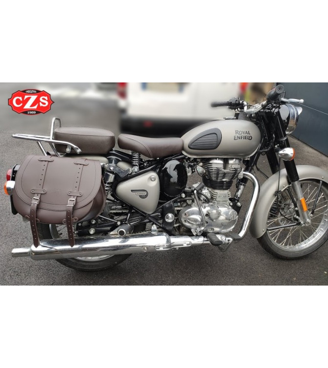 Sacoches BANDO Basic pour Royal Enfield Classic jusqu'en 2021 - Marron Chocolat