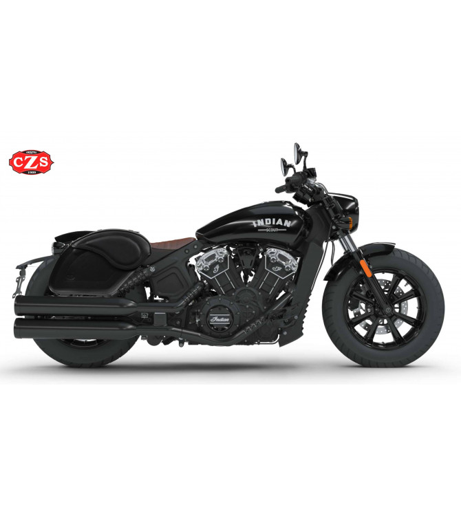 LEGEND Rigid Saddlebags Specific for Indian Scout Bobber, Bobber Rogue, Bobber Twenty - Black