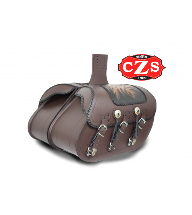 Juego de Alforjas Rígidas SUPER STAR Básica Cabeza Águila Vintage - Marrón Chocolate