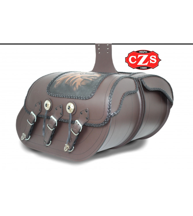 SUPER STAR Basic Starr-Satteltaschen-Set Vintage Eagle Head – Schokoladenbraun