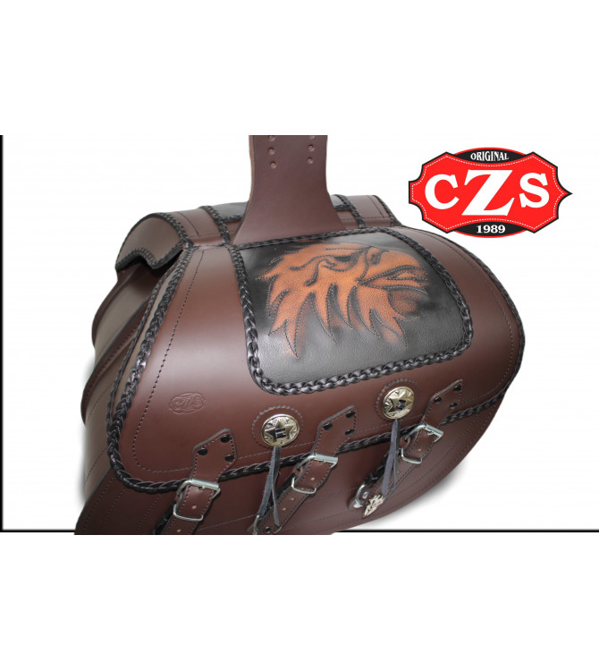 Juego de Alforjas Rígidas SUPER STAR Básica Cabeza Águila Vintage - Marrón Chocolate