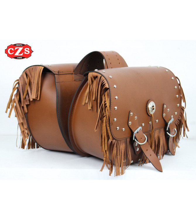 Sacoches mod, TORELO Classic avec franges - Cuir marron - UNIVERSEL