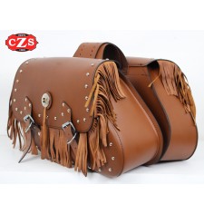 Saddlebags mod, TORELO Classic with fringes - Brown Leather - UNIVERSAL