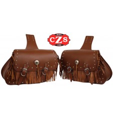 Saddlebags mod, TORELO Classic with fringes - Brown Leather - UNIVERSAL