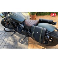 Alforja CENTURION para Indian Scout Bobber - Negro Correas Verdes