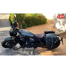 Sacoche CENTURION pour Indian Scout Bobber - Sangles Noir Vert