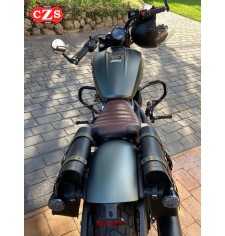 Alforja CENTURION para Indian Scout Bobber - Negro Correas Verdes