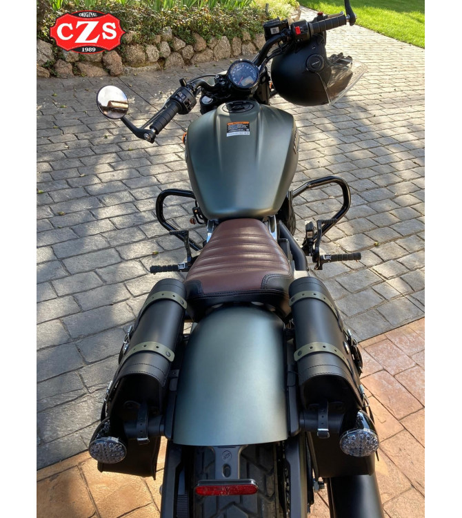 Alforja CENTURION para Indian Scout Bobber - Negro Correas Verdes