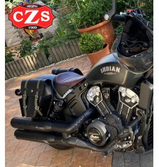 Alforja CENTURION para Indian Scout Bobber - Negro Correas Verdes