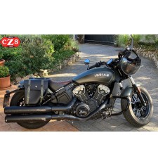 Alforja CENTURION para Indian Scout Bobber - Negro Correas Verdes