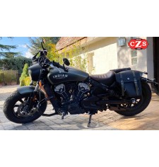 Alforja CENTURION para Indian Scout Bobber - Negro Correas Verdes