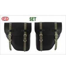 CENTURION Saddlebag for Indian Scout Bobber - Black Green Straps