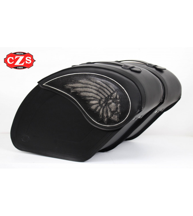 LEGEND Big Boss Vintage Gray - Black Rigid Saddlebag Set